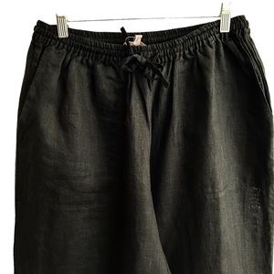 NEW Hanna G Black Linen Wide Leg Pants XL